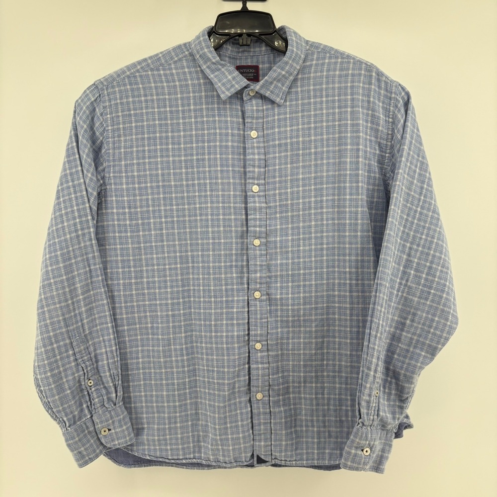 UNTUCKit Mens XXXL Cillar Blue Plaid Cotton Long Sleeve Button Down Shirt XXX-L - Picture 2 of 8